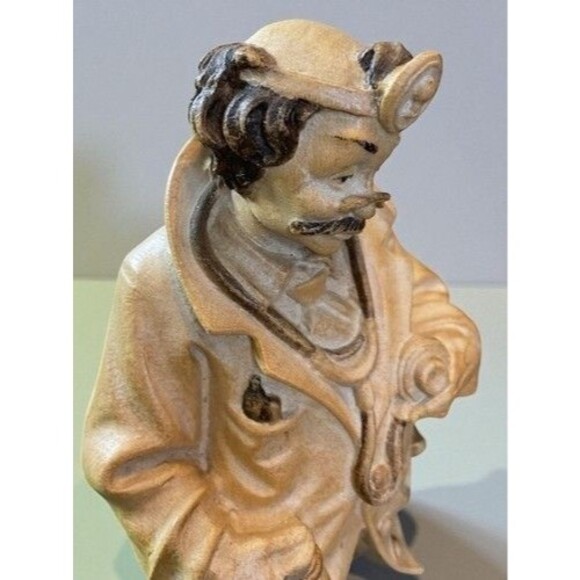 VTG 70s Toni Baur Wood Carving Arzt Mit Großer Spritze Old School Doctor 6" - Picture 6 of 13
